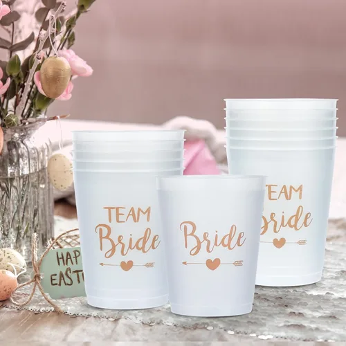 Miniatura 4 de 12 tazas de despedida de soltera, copas de tribu de novia blanca de plástico, decoraciones de despedida de soltera, suministros reutilizables