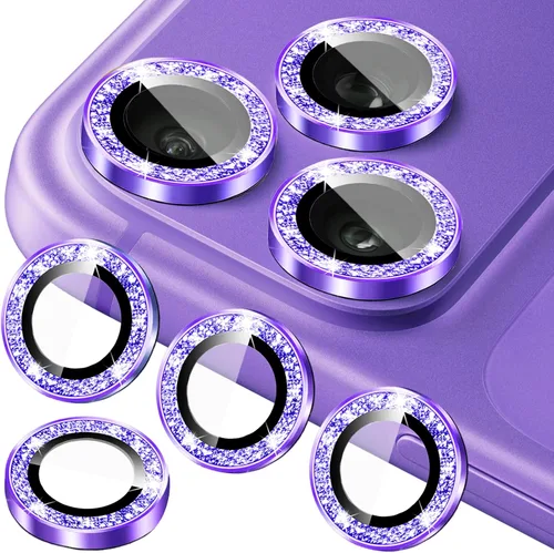 Miniatura 24 de Protector de lente de cámara compatible con iPhone 11, 11 Mini, 11 Pro y iPhone 11 Pro Max (paquete de 3 + 1), purpurina brillante, funda de cámara