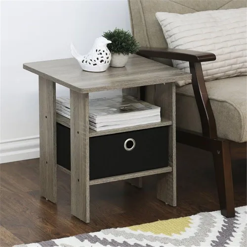Miniatura 2 de Mesa de noche con cajón Furinno, Madera Roble francés