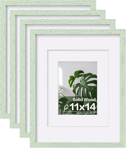 Miniatura 31 de Egofine - Juego de 4 portarretratos 8 x 10 pulgadas de madera maciza y cubierta de plexiglás de 4 x 6/5 x 7 pulgadas con paspartú u 8 x 10 pulgadas