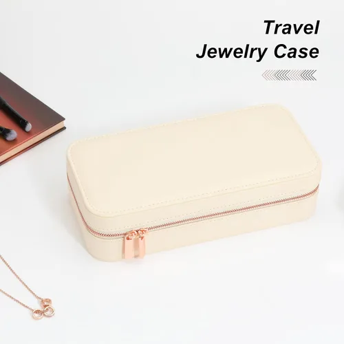 Miniatura 67 de Joyero pequeño, joyero de viaje portátil para mujer, mini organizador de viaje de 2 capas, regalo para mujeres y niñas, negro A