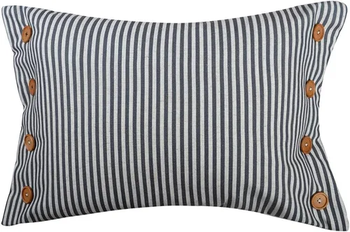 KINGROSE Funda de almohada decorativa con botones y rayas, funda de cojín para sofá o cama, 16 x 20 pulgadas, color gris