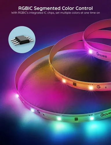 Miniatura 5 de Govee RGBIC - Tira de luz LED Alexa de 16.4 pies, luces LED inteligentes WiFi que funcionan con Alexa y Google Assistant, bricolaje segmentado