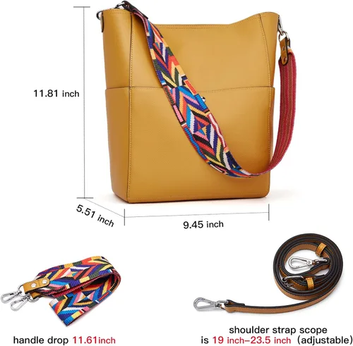 Miniatura 9 de BROMEN Bolsa Hobo para mujer, diseñada con cuero vegano, de hombro, bandolera