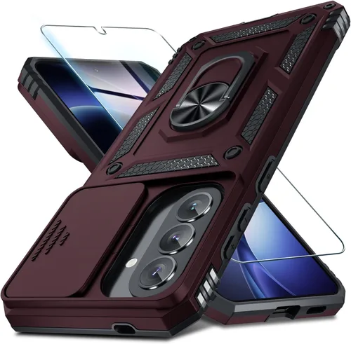 Miniatura 52 de Janmitta Compatible con Galaxy A15 5G Funda con Cubierta Deslizante Integrada para Lente de Cámara + Protector de Pantalla + Soporte de Anillo