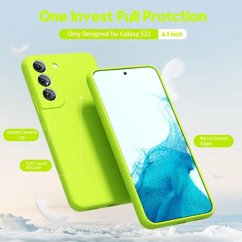 Miniatura 3 de oakxco Funda para teléfono Samsung Galaxy S22 de silicona líquida, color sólido brillante fluorescente, bonita funda protectora delgada de goma