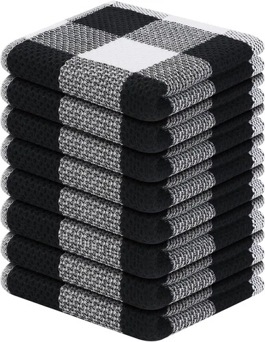 Miniatura 26 de Homaxy Paños de cocina 100% algodón, tejido gofre a cuadros, 12 x 12 pulgadas, toallas para platos súper suaves y absorbentes, de secado rápido