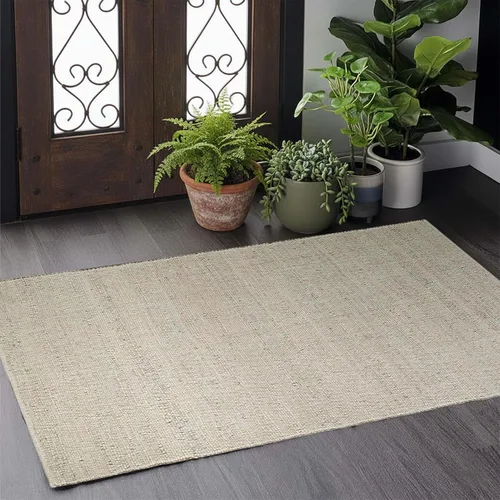 Miniatura 2 de GRUHUM Alfombra rectangular de algodón de yute de 2 x 3 pies, tejida a mano, natural, estilo granja bohemio para sala de estar, dormitorio, cocina