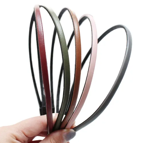 Diadema de cuero delgada cubierta con lazos para el cabello, cierre de lazo para el cabello, bandas para el cabello con purpurina para mujeres y