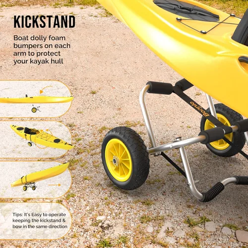 Miniatura 5 de Bonnlo Carrito de kayak Dolly Kayak Wheels Carrito de canoa desmontable con neumáticos sólidos y carrito de kayak con soporte