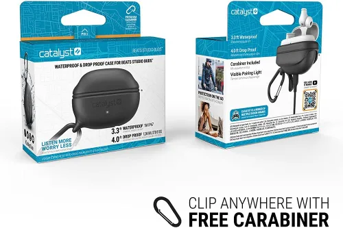 Miniatura 7 de Catalyst Funda protectora impermeable para Beats Studio Buds/Studio Buds+, funda Beats Studio Buds Plus, con mosquetón de alta calidad, diseño Negro