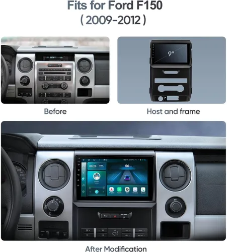 Miniatura 3 de Radio estéreo de coche de 9 pulgadas para Ford F150 2009-2012, pantalla táctil mejorada Android 13 Qualcomm de 8 núcleos, CarPlay inalámbrico