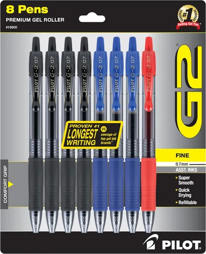 Miniatura 8 de Pilot G2 - Bolígrafos de gel de alta calidad, punta fina de 0.028 in, colores surtidos, paquete de 8