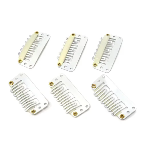 Miniatura 8 de Honbay 50 clips de presión en forma de U de 6 dientes para extensiones de cabello, 1.3 pulgadas (beige)