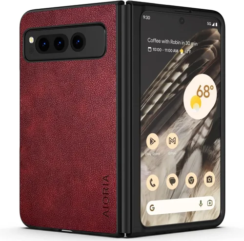 Miniatura 9 de Funda para Google Pixel Fold de cuero de alta calidad, diseño retro, funda protectora completa para Google Pixel Fold 5G (café)