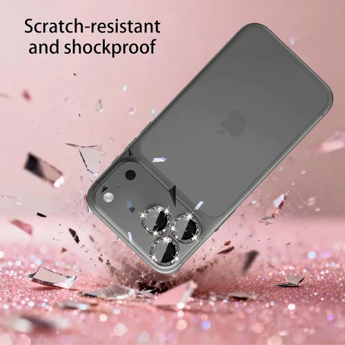 Miniatura 3 de Paquete de 4 protectores de lente de cámara compatibles con iPhone 15 Pro / 15 Pro Max, protector de lente de cámara Bling Glitter, protector