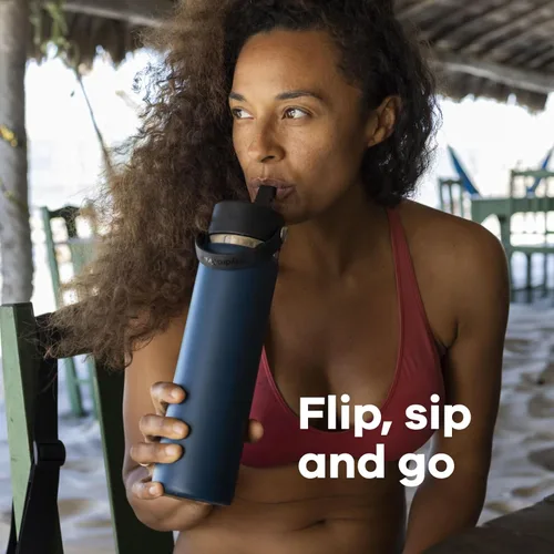 Miniatura 7 de Hydro Flask Botella de agua – Acero inoxidable aislado – Tapa flexible con popote de boca ancha, antiderrames, a prueba de fugas y recargable de 40