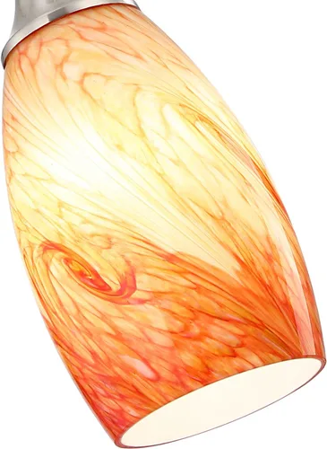 Miniatura 30 de karyfine Mini lámparas colgantes de vidrio artístico para isla de cocina, hechas a mano en color teja con vidrio dorado, iluminación colgante