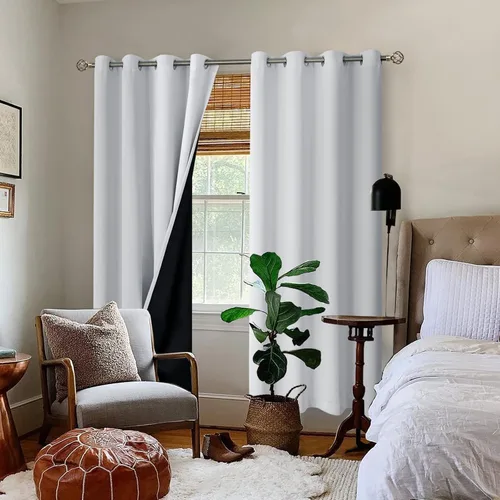 Miniatura 2 de BGment - Cortinas con aislamiento térmico para habitación, 100 % opacas, con forro negro, cortina de doble capa con ojales, reduce el ruido