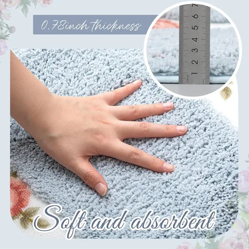 Miniatura 3 de Timgle Juego de 4 alfombras de baño con diseño de coqueta de rosas y flores, antideslizantes, absorbentes, lavables, tapete de baño floral