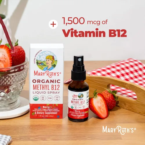 Miniatura 7 de MaryRuth Organics Spray líquido de vitamina B12 Vegano, sin OMG, sin gluten Suplemento orgánico USDA Apoyo energético y del sistema nervioso