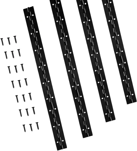 4 bisagras de piano resistentes, bisagras negras continuas y de piano de 18 pulgadas, grosor de 0.05 pulgadas, ancho abierto de 1.2 pulgadas, ideal