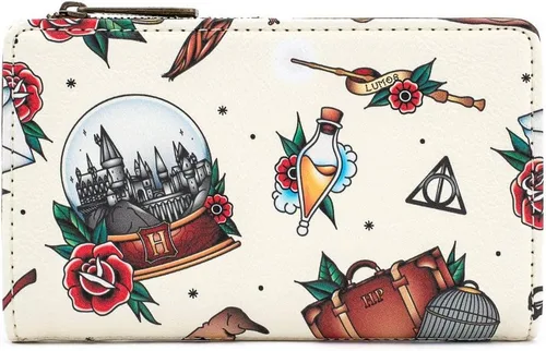 Miniatura 2 de Loungefly Cartera plegable de piel sintética con estampado de tatuajes de Harry Potter Tattoo Print, Bi-fold Multi
