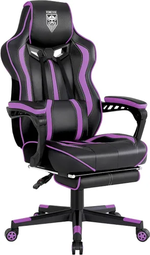 Miniatura 13 de Vonesse Silla para Videojuegos, Silla de Oficina para Computadora con Reposapiés, Sillas Reclinables para Juegos para Adultos, Silla Ergonómica