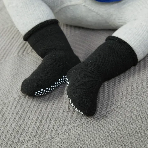 Miniatura 6 de VWU - Medias de altura media con antideslizante, de algodón grueso y cálido, unisex, talla 0-6T, paquete de 6 pares