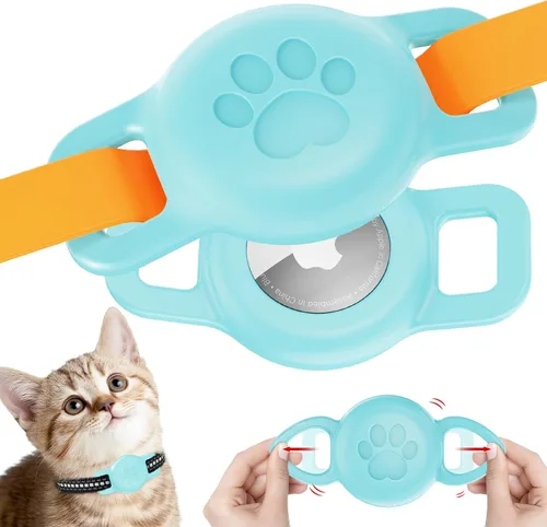 Paquete de 2 soportes para Airtag, IPX8 impermeable para collares de perros y gatos pequeños, soporte de silicona para AirTags dentro de collares de