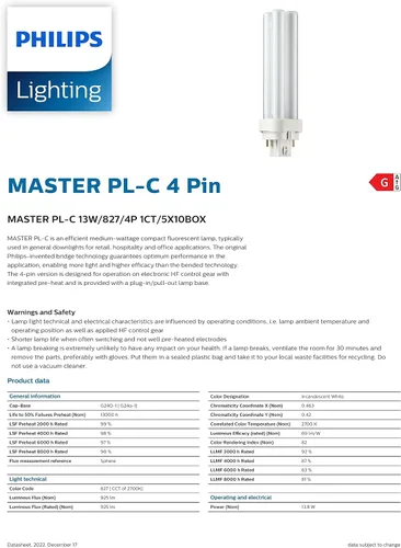 Miniatura 4 de Philips 230359 Energy Saver PL-C - Bombilla fluorescente compacta de 13 vatios