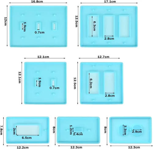 Miniatura 2 de BUYGOO 7 moldes de resina para cubierta de interruptor de luz, panel de enchufe de interruptor de yeso para resina epoxi, moldes de cubierta