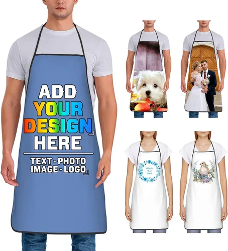 Miniatura 44 de Delantal personalizado para mujer, personalizado para añadir tu propio nombre, texto, logotipo, foto, chef, delantal de cocina para barbacoa
