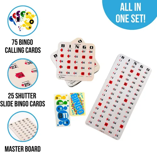 Miniatura 2 de Regal Bingo - Juego de 25 tarjetas de bingo con ventanas deslizantes y tablero maestro a granel, juego de bingo reutilizable para adultos y personas