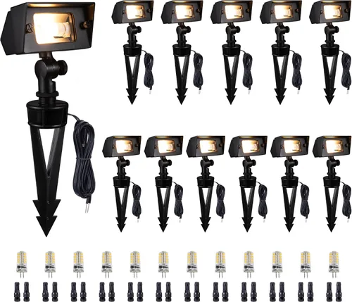 Miniatura 43 de Gardenreet Luz de Inundación de Bajo Voltaje para Exteriores - Luz LED de Lavado de Pared de Latón Sólido 12V, Paisajística de Cableado Fijo