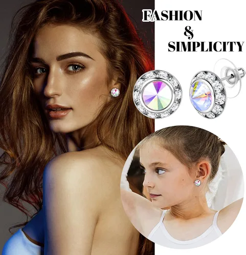 Miniatura 3 de BESTEEL 8 pares de aretes de competición de baile para mujer, aretes acrílicos con diamantes de imitación de cristal con halo para escenario, ópera