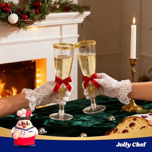 Miniatura 7 de JOLLY CHEF Copas de champán de plástico de 36 unidades de 4.5 onzas con borde dorado transparente desechables para tostadas 4.5-Llanta dorada-36