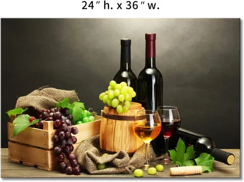 Miniatura 7 de Vino de uva en botella, tazas de arte de pared, pintura de la imagen, impresión en lienzo, imágenes de alimentos para decoración del hogar, regalo