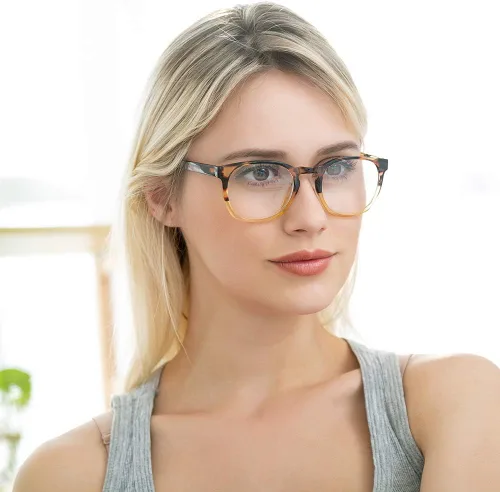 Miniatura 8 de Gafas de lectura K Kenzhou para el ordenador, con bloqueo de luz azul, gafas ligeras para mujer, paquete de 2 unidades (negro/amarillo)