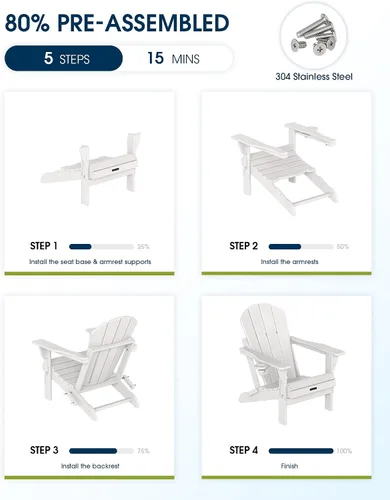 Miniatura 5 de MUCHENGHY Sillas plegables Adirondack, sillas para patio, sillas de césped, sillas de exterior, silla Adirondack de plástico, sillas para hoguera
