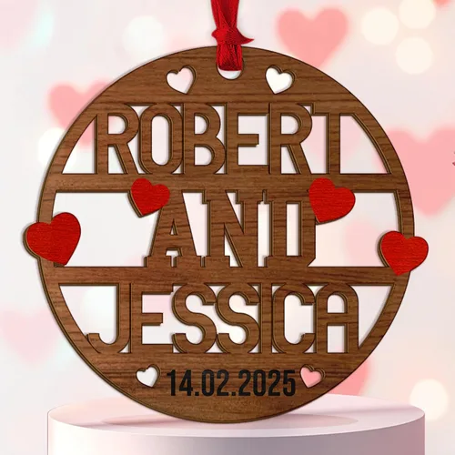 Miniatura 18 de Adorno personalizado para el primer aniversario, recuerdo romántico de corazón de cerámica con nombres y año, regalo para parejas, decoración única