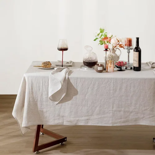 Miniatura 7 de Talasily Mantel de lino 100% lino puro, 60 x 84 pulgadas, manteles rectangulares lavables para cocina, comedor, fiestas de bufé, vacaciones, picnic