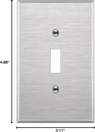 Miniatura 52 de ENERLITES Placa de Pared Metálica para Interruptor de Luz de Palanca, Acero Inoxidable 201, Resistente a la Corrosión, Tamaño Estándar 1-Gang 4.50