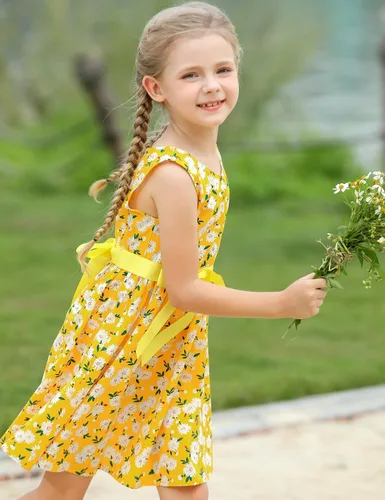 Miniatura 6 de Vestido de verano para niña, de algodón, con diseño floral