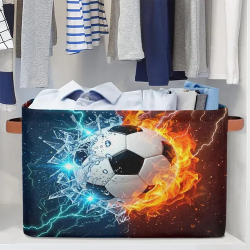Miniatura 5 de AUUXVA SEULIFE - Cesta de almacenamiento plegable para fútbol y fútbol en agua de fuego, organizador grande plegable, cubos de almacenamiento, cajas