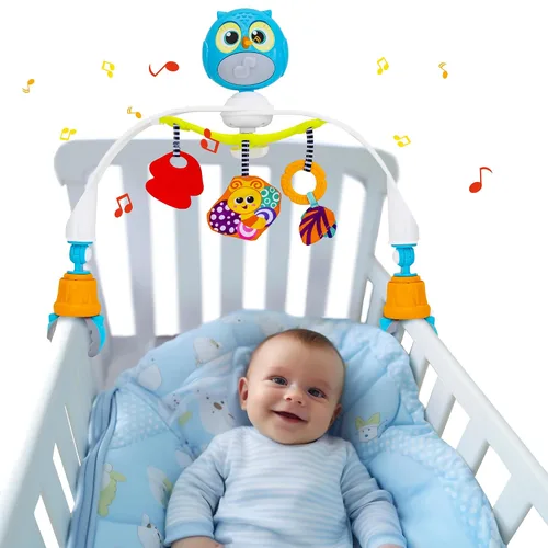 Miniatura 7 de Arco de juguete para cochecito de bebé con música relajante y luces - Arco de actividad ajustable y accesorios de juego - Barra de juguete para bebé