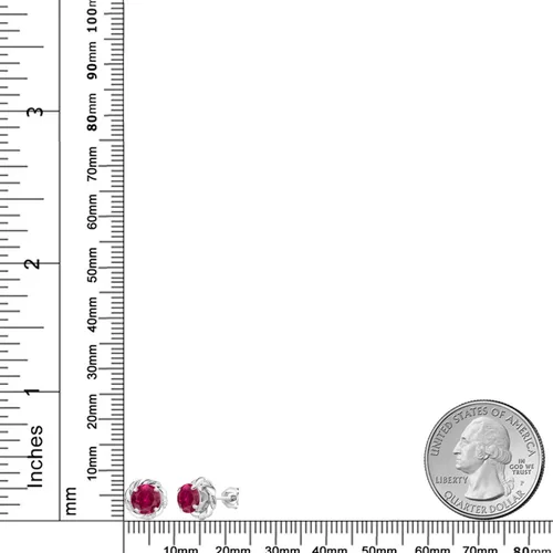 Miniatura 91 de Gem Stone King Aretes de plata de ley 925 de 0.236 in con piedra natal redonda para mujer