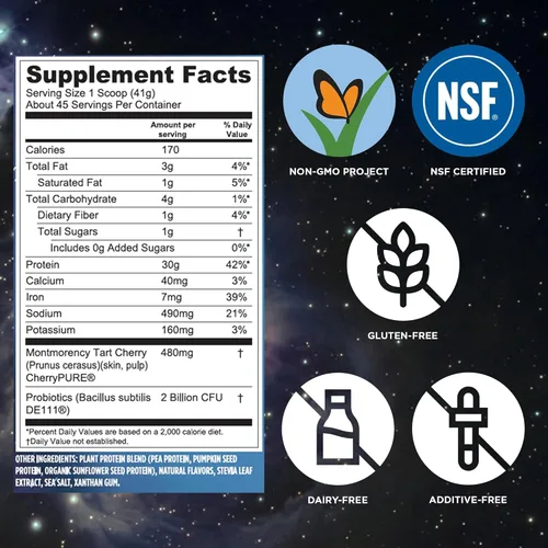Miniatura 4 de Vega Sport proteína en polvo vegana + recuperación - 30g de proteína a base de plantas por porción, vainilla, 45 porciones, 5g de BCAA, probióticos