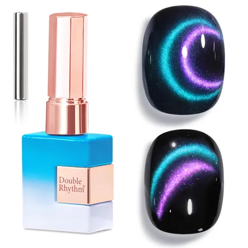 Miniatura 18 de Double Rhythm Esmalte de gel Jelly Glass de ojo de gato con imán, 0.5 onzas líquidas, brillo holográfico, brillante, translúcido