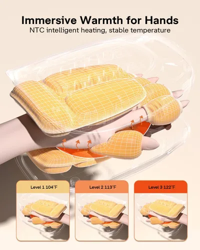 Miniatura 5 de ALLJOY Masajeador de manos con calor y compresión, estiramiento de nudillos y masaje de manos, 6 modos, 6 intensidades, 3 calor para aliviar